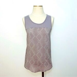 Gap Womens XS Purple Snakeskin Print Mixed Media Scoop Neck Tank Top Sleeveless